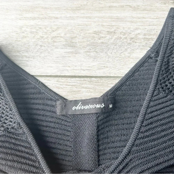 Olivaceous Black Mesh Sleeve  Bodycon Dress - Picture 6 of 15